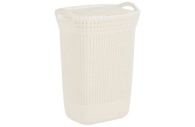 Curver Oasis 57 Litre Knitted Effect Laundry Bin - White